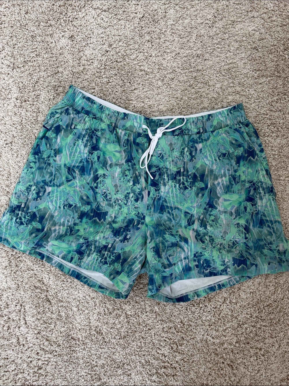 lululemon athletica Green and Blue Abstract Swim Shorts